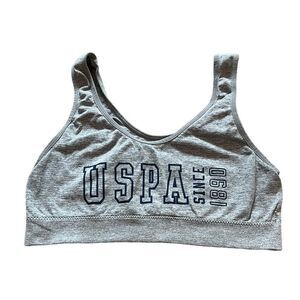 USPA Grey Stretch Athletic Sports Bra S